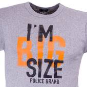 Tricou "POLICE I'M A BIG SIZE" gri