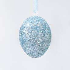 Set 6 oua decorative, din plastic, albastru-sidef