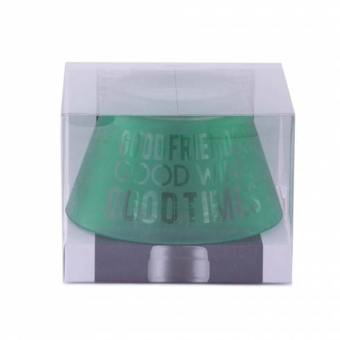 Dop de sticla, verde, in forma de suport candela