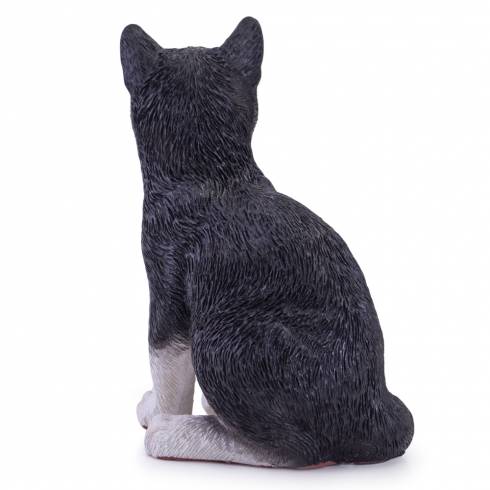 Pisica decorativa din ceramica,negru cu alb