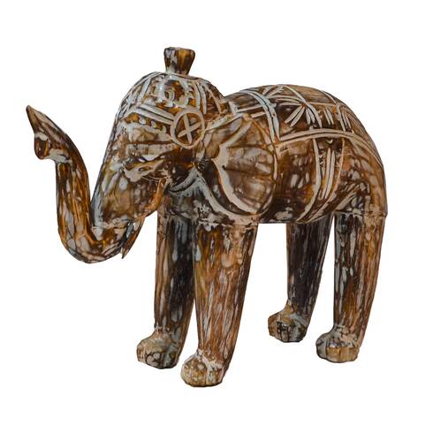 Statueta sculptata din lemn exotic, elefant, 50 cm