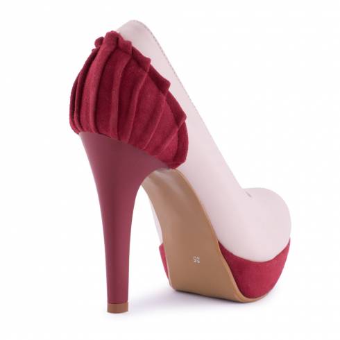 Pantofi dama, Diane Marie, din piele naturala, roz-rosu