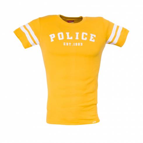Tricou POLICE galben cu dungi